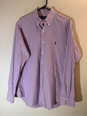 Ralph Lauren Purple and Blue Checked Button-Down Large